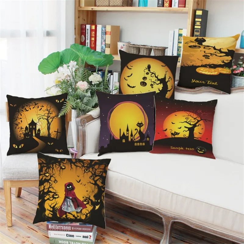 Image Cheap 45x45cm The Nightmare Before Christmas Cushion Cover Cotton Linen Throw Pillow Cover Horror movie decorative pillow cover