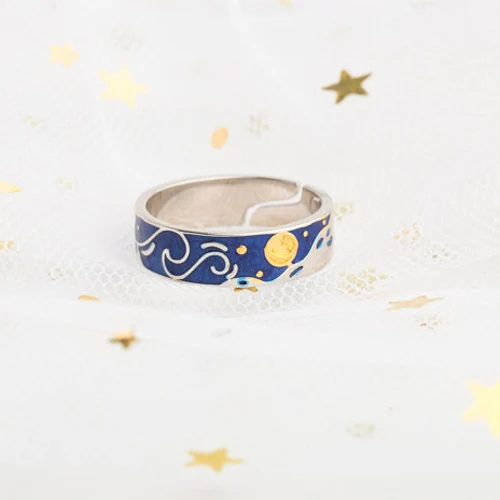 Romantic 925sterling silver Van Gogh Starry Sky Couple rings for Women Men Creative Unique Lovers Rings birthday Gifts
Romantic 925sterling silver Van Gogh Starry Sky Couple rings for Women Men Creative Unique Lovers Rings birthday Gifts