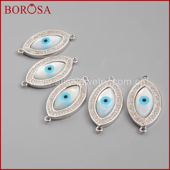 BOROSA Wholesale Fashion Connectors for Bracelet,Marquise Silver Color Evil Eye Mother Of Pearl Connector Double Bails WX001
BOROSA Wholesale Fashion Connectors for Bracelet,Marquise Silver Color Evil Eye Mother Of Pearl Connector Double Bails WX001