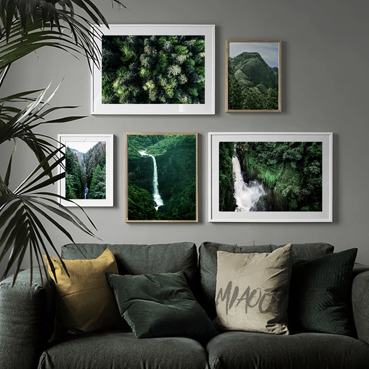 Waterfall Spectacular Green Forest Canvas Painting Art Print Poster Picture Wall Bedroom Living Room Home Decor | Дом и сад