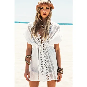 Sexy Women Beach Sarongs Lace Crochet Bikini Cover Up Bikini Hollow Out Deep V-neck Women Bathing Suit Beach Tunic Dress
Sexy Women Beach Sarongs Lace Crochet Bikini Cover Up Bikini Hollow Out Deep V-neck Women Bathing Suit Beach Tunic Dress
