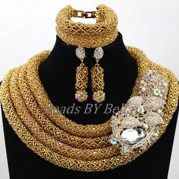 Chunky Full Beads Gold Seed Beads Coffee Crystal African Wedding Jewelry Sets Bridal Statement Necklace Free Shipping ABL016
Chunky Full Beads Gold Seed Beads Coffee Crystal African Wedding Jewelry Sets Bridal Statement Necklace Free Shipping ABL016