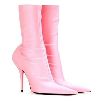 Silk Stretch Lady Short Boots Candy Color Woman Ankle Boots Pointed Toe Satin Elastic High Heels Vintage Velvet Women Botas
Silk Stretch Lady Short Boots Candy Color Woman Ankle Boots Pointed Toe Satin Elastic High Heels Vintage Velvet Women Botas