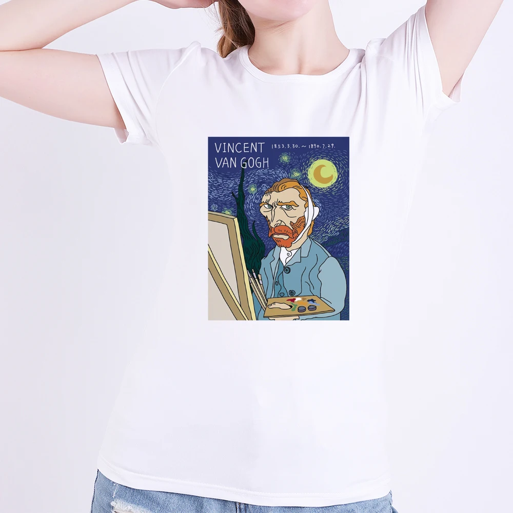 Cartoon Famous Character Van Gogh Einstein Modal Women T-shirt Casual Female Summer Short Sleeve Clothes Plush Size tshirt
Cartoon Famous Character Van Gogh Einstein Modal Women T-shirt Casual Female Summer Short Sleeve Clothes Plush Size tshirt