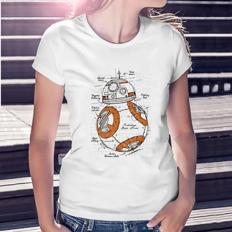 STAR WARS BB8 ROBOT funny cute t shirt women new white casual short sleeve O neck t-shirts for girl 
STAR WARS BB8 ROBOT funny cute t shirt women new white casual short sleeve O neck t-shirts for girl