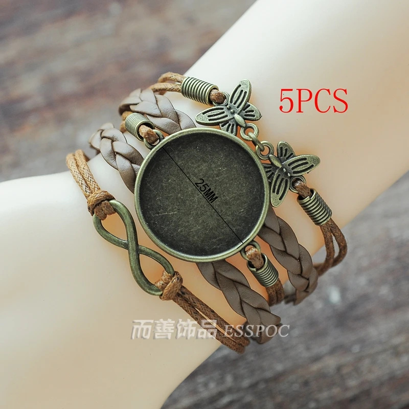 5PCS DIY Multi Layer Leather Woven Bracelet 25MM Round Photo Glass Cabochon Making Bangle Blank Base Setting Bezel Tray Jewelry
5PCS DIY Multi Layer Leather Woven Bracelet 25MM Round Photo Glass Cabochon Making Bangle Blank Base Setting Bezel Tray Jewelry