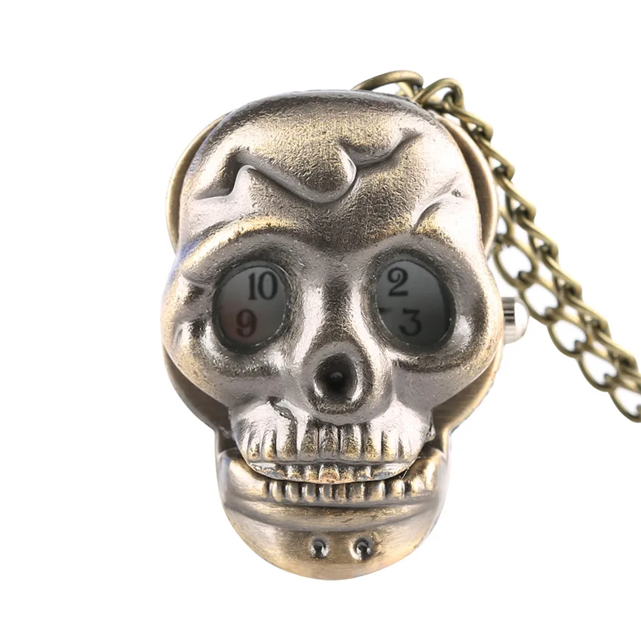 steampunk, skull head shape pocket watch, quartz pocket watch (1)