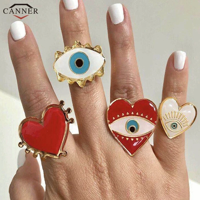 CANNER Evil Eye Ring Big Red Heart Rings for Women Open Adjsutable Rings Gold Color Fashion Jewelry Gifts anillos mujer H40
CANNER Evil Eye Ring Big Red Heart Rings for Women Open Adjsutable Rings Gold Color Fashion Jewelry Gifts anillos mujer H40