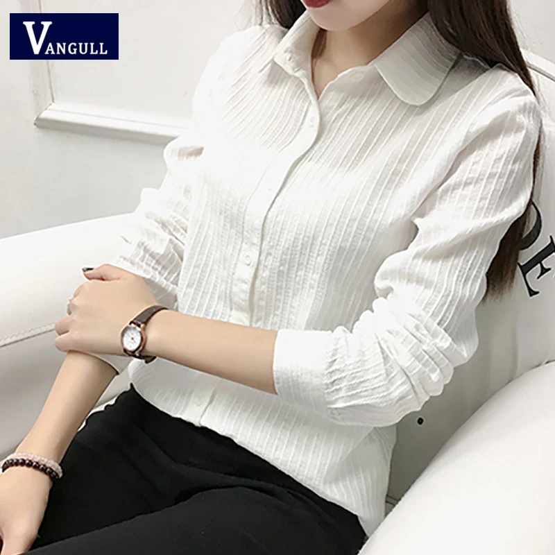 VANGULL Spring Striped Solid Shirt Long Sleeve Single Breasted Plus Size Female Blouse shirt 2019 Summer New Casual Woman Tops
VANGULL Spring Striped Solid Shirt Long Sleeve Single Breasted Plus Size Female Blouse shirt 2019 Summer New Casual Woman Tops