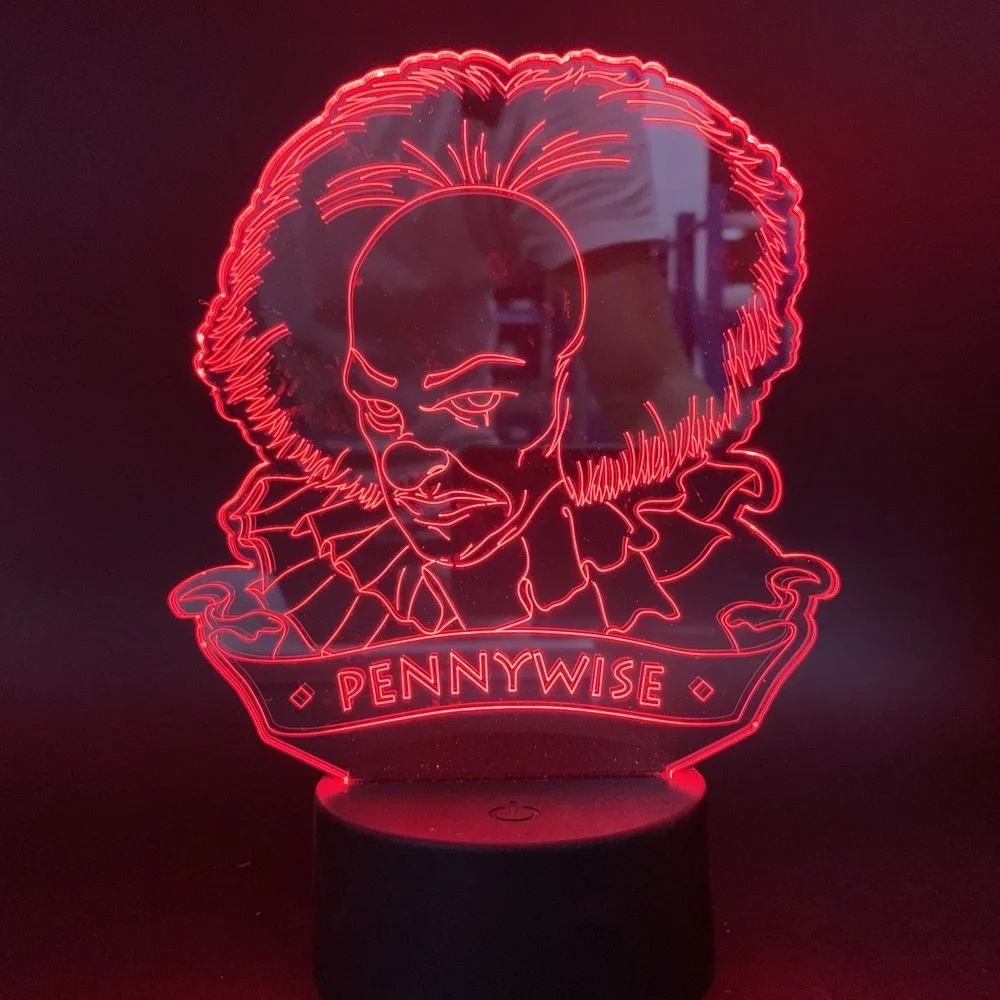 Movie It Chapter One Pennywise Figure 3d Led Night Light for Office Room Decor Usb Battery Powered Halloween Horror Table Lamp
Movie It Chapter One Pennywise Figure 3d Led Night Light for Office Room Decor Usb Battery Powered Halloween Horror Table Lamp