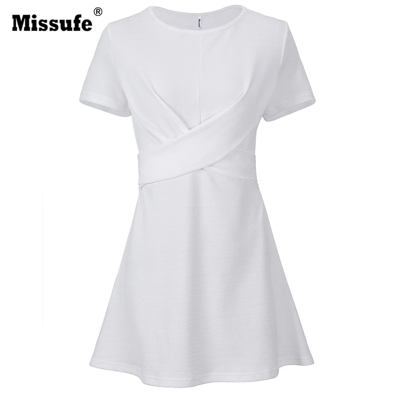 Missufe Women's Casual Short Sleeve Front Twist Fit and Flare Dress A Line O Neck Summer Dress Elegant Office Ladies Dress 2019
Missufe Women's Casual Short Sleeve Front Twist Fit and Flare Dress A Line O Neck Summer Dress Elegant Office Ladies Dress 2019