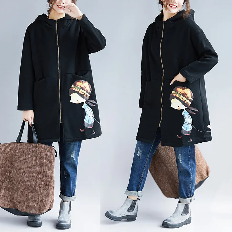 Plus Size 4XL 5XL Autumn Winter Jacket Women Clothing Long Warm Thick Velvet Black Coat Ladies Cartoon Casual Hooded Outerwear
Plus Size 4XL 5XL Autumn Winter Jacket Women Clothing Long Warm Thick Velvet Black Coat Ladies Cartoon Casual Hooded Outerwear
