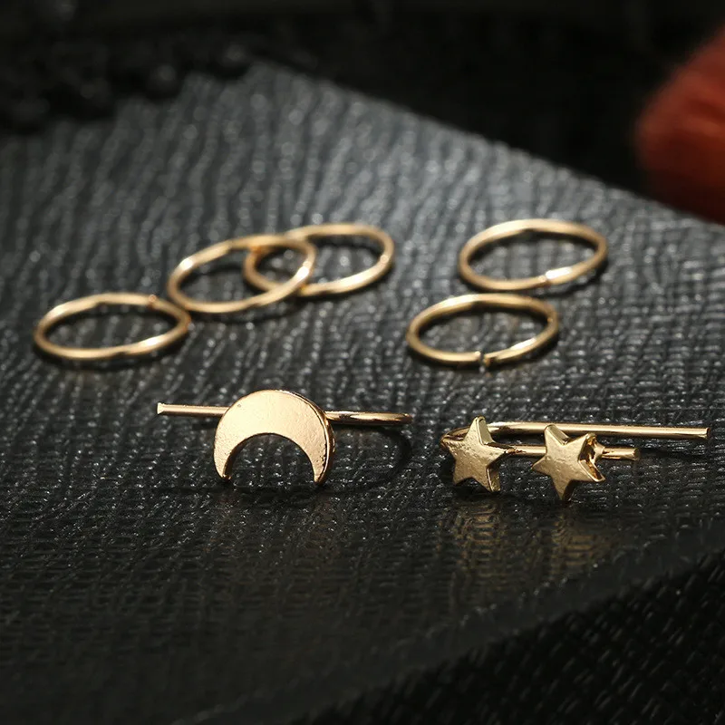 TTLIFE 7Pcs Bohemian Vintage Hoop Round Moon Star Ear Cuff Earrings Gold Color Five-Pointed Stars Ear Clip Earrings for Women
TTLIFE 7Pcs Bohemian Vintage Hoop Round Moon Star Ear Cuff Earrings Gold Color Five-Pointed Stars Ear Clip Earrings for Women