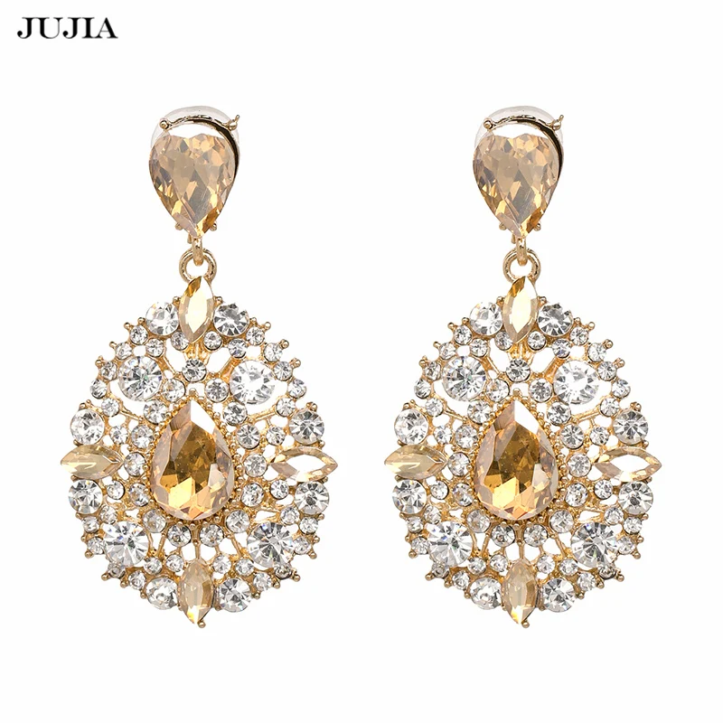 JUJIA New Fashion Jewelry Champagne Color Brincos Rhinestone Crystal Drop Earrings For Women Gift
JUJIA New Fashion Jewelry Champagne Color Brincos Rhinestone Crystal Drop Earrings For Women Gift