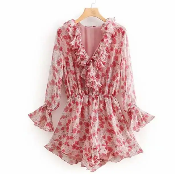 New Fashion High Quality Summer Casual Women's Clothing Flower printed Playsuit Floral bodysuit Chiffon Vintage Womens overalls
New Fashion High Quality Summer Casual Women's Clothing Flower printed Playsuit Floral bodysuit Chiffon Vintage Womens overalls