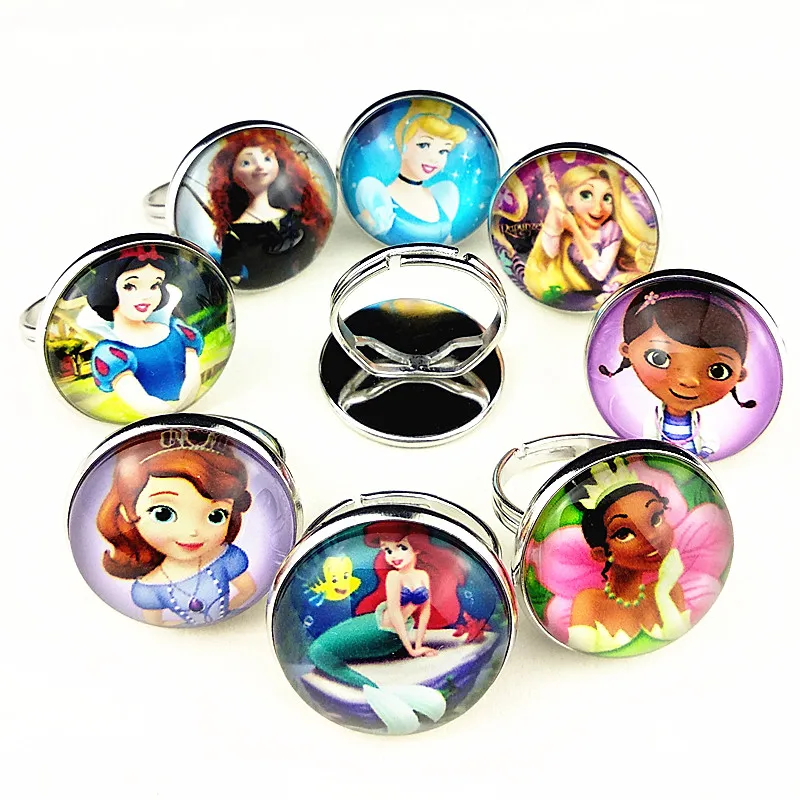 24pcs Princess Snow White, Rapunzel,Tiana,Ariel,Cinderella Merida,Sophia,Mermaid Cartoon Ring Glass Cabochon finger ring girls
24pcs Princess Snow White, Rapunzel,Tiana,Ariel,Cinderella Merida,Sophia,Mermaid Cartoon Ring Glass Cabochon finger ring girls