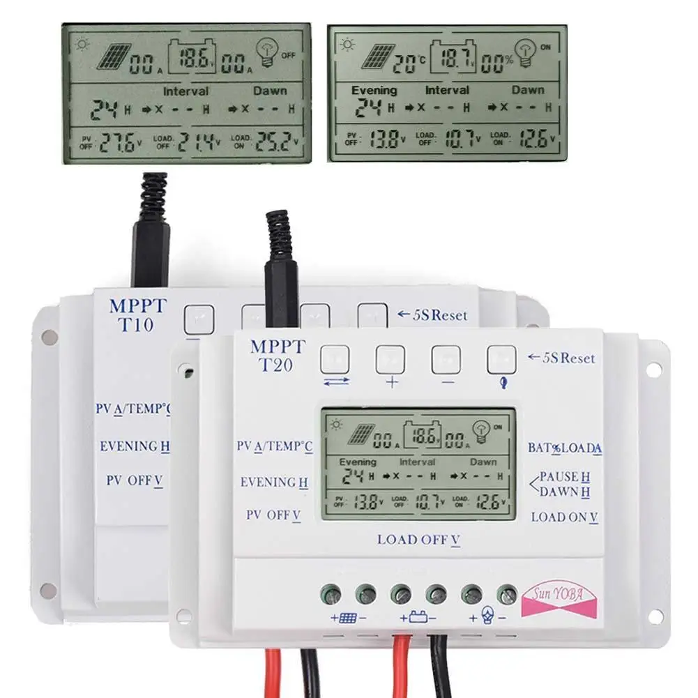 LCD Display 10A 20A 12V/24V MPPT Solar Panel Battery Regulator Charge Controller Three-time interval Charger Controller
LCD Display 10A 20A 12V/24V MPPT Solar Panel Battery Regulator Charge Controller Three-time interval Charger Controller