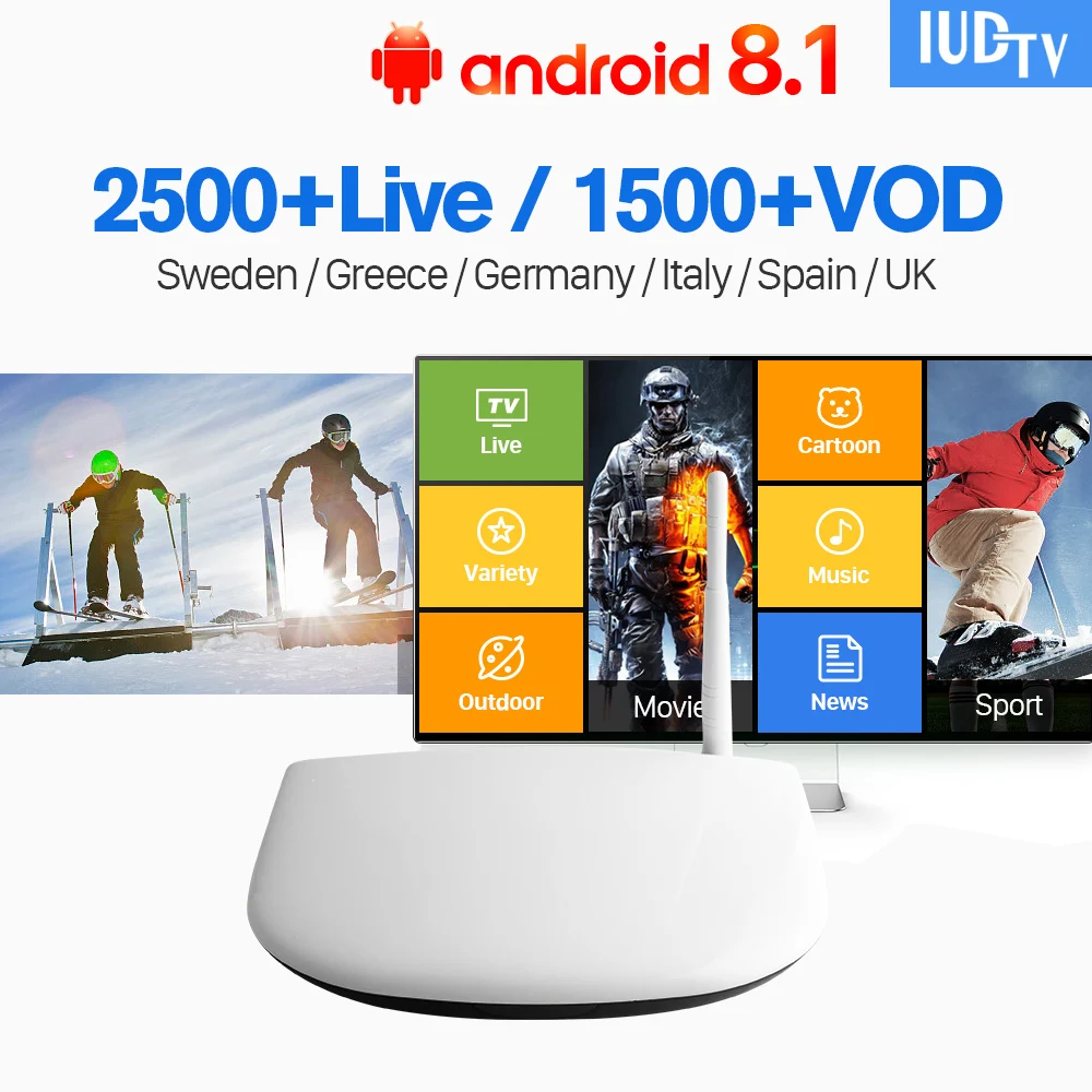IPTV Europe Subscription 1 Year IUDTV Code Android 8.1 TV Box Smart IPTV Europe Sweden Italy Spain Denmark IPTV Top Box
IPTV Europe Subscription 1 Year IUDTV Code Android 8.1 TV Box Smart IPTV Europe Sweden Italy Spain Denmark IPTV Top Box