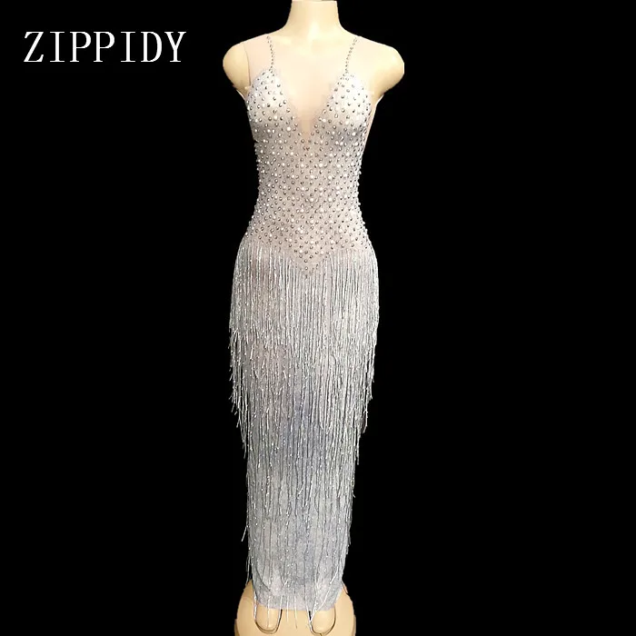 Sexy Mesh See Through Tassel Dress Evening Party Sleeveless Rhinestones Long Dresses Birthday Celebrate Perspective Dress YOUDU
Sexy Mesh See Through Tassel Dress Evening Party Sleeveless Rhinestones Long Dresses Birthday Celebrate Perspective Dress YOUDU