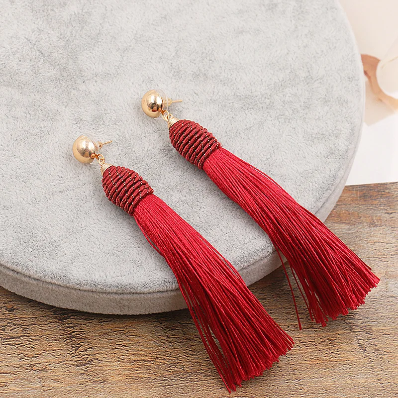 

Tassel Earrings Long Fringe Black Red Green Woomen Ethnic Boho Bohemian Dangle Earrings Pendientes Flecos Largos Oorbellen Zwart