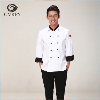2018 Women Men Spliced Stand Collar Cuffs Double-breasted Long-sleeved Chef Kitchen Work Wear White Coat Cooking Uniform Jackets
2018 Women Men Spliced Stand Collar Cuffs Double-breasted Long-sleeved Chef Kitchen Work Wear White Coat Cooking Uniform Jackets