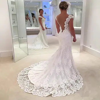 Vestido De Noiva Sexy Vintage White Backless Lace Mermaid Wedding Dress 2019 cap Sleeve Wedding Gown Bride Dress
Vestido De Noiva Sexy Vintage White Backless Lace Mermaid Wedding Dress 2019 cap Sleeve Wedding Gown Bride Dress