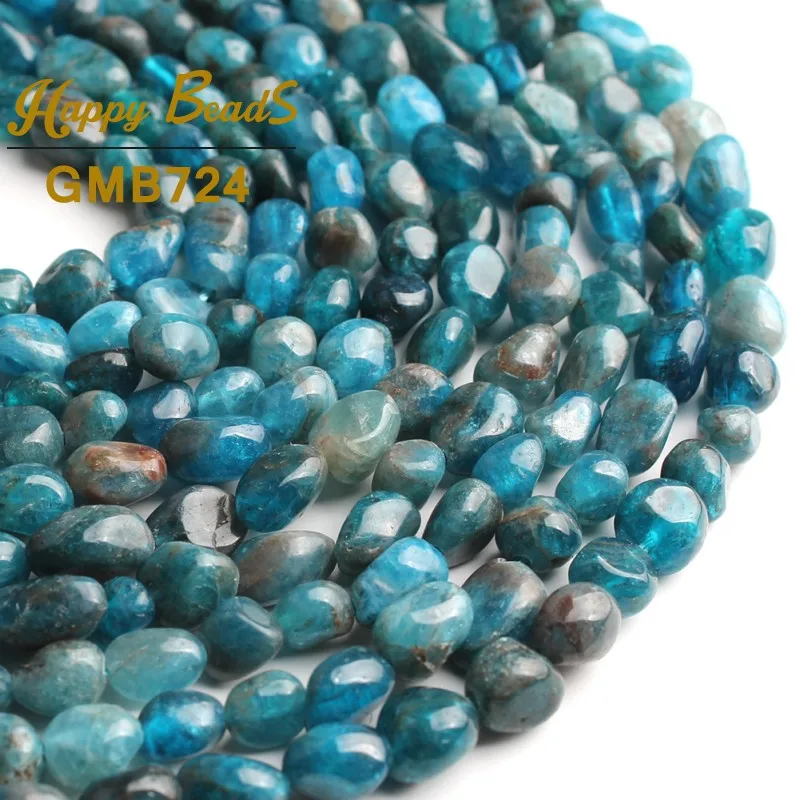 

6-8mm Natural Irregular Blue Apatite Stone Beads Loose Spacer Stone Beads For DIY Making Bracelet Jewelry 15"Strand/Inches