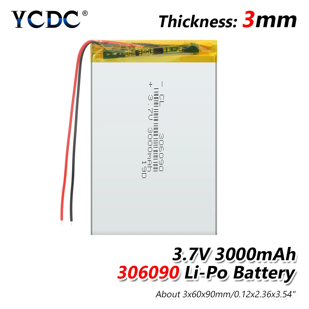 306090 3000 mah 3.7 V Supply lithium battery lithium polymer Rechargeable battery For Bluetooth Headset MP3 MP4 MP5 GPS PSP MID
306090 3000 mah 3.7 V Supply lithium battery lithium polymer Rechargeable battery For Bluetooth Headset MP3 MP4 MP5 GPS PSP MID