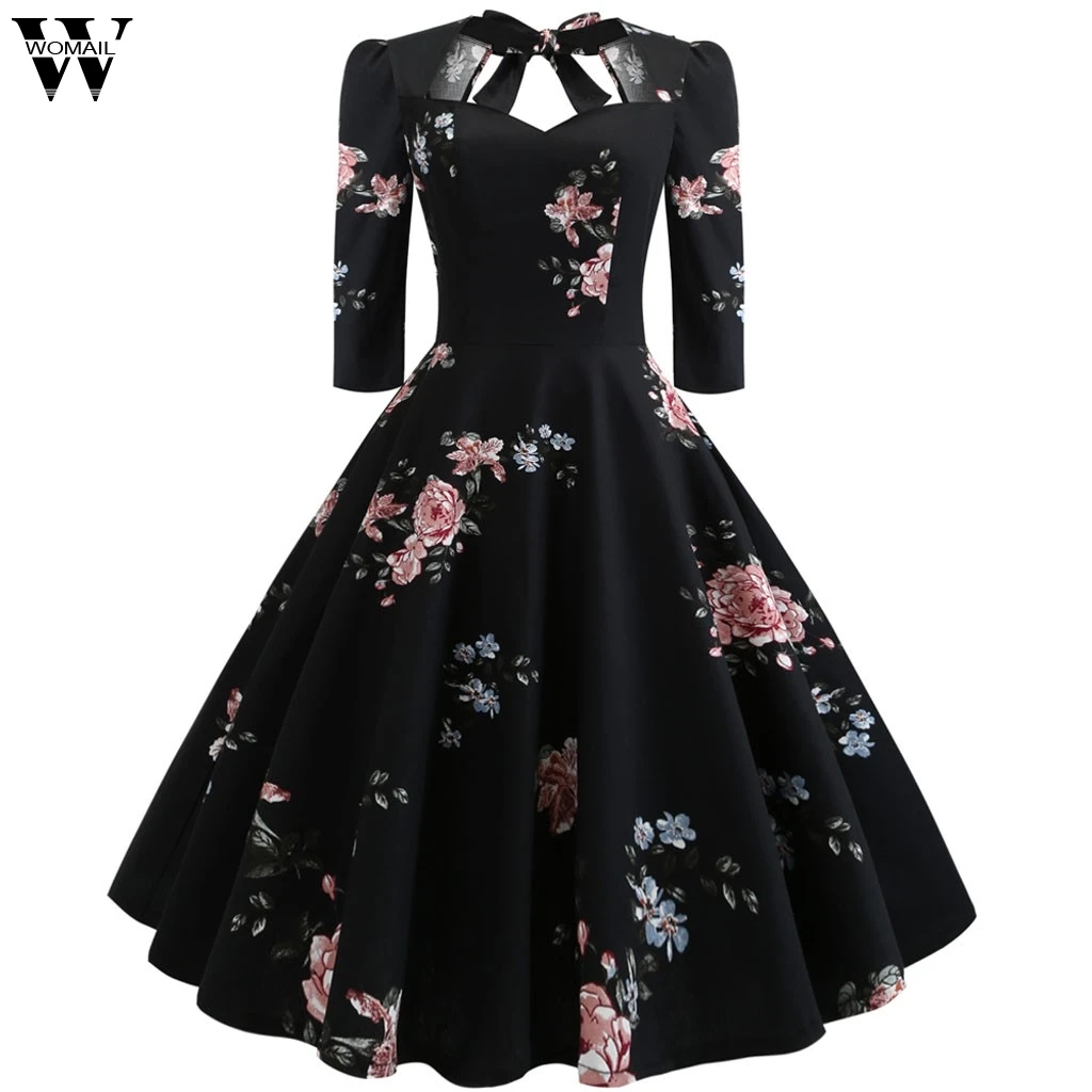 Womail Dresses 1PC Dress Vintage Printing Bow Ball Gwn Casual Evening Party Prom Swing Women Dress 2019 Feb22
Womail Dresses 1PC Dress Vintage Printing Bow Ball Gwn Casual Evening Party Prom Swing Women Dress 2019 Feb22
