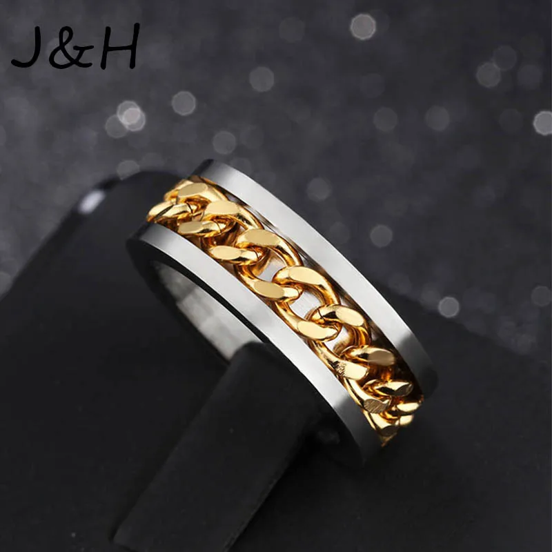 Personality Jewelry Punk Rock Men Spinner Ring Titanium Stainless Steel Gold Black Chain Rotable Rings For Women Gift
Personality Jewelry Punk Rock Men Spinner Ring Titanium Stainless Steel Gold Black Chain Rotable Rings For Women Gift