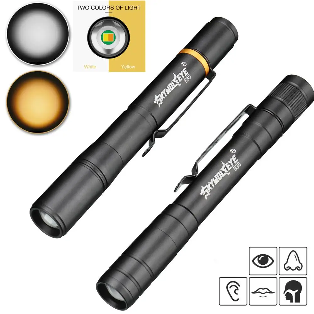 Portable Mini Penlight CREE White Yellow LED Flashlight Torch Pocket Light Waterproof Lantern AAA Battery Powerful Led
Portable Mini Penlight CREE White Yellow LED Flashlight Torch Pocket Light Waterproof Lantern AAA Battery Powerful Led