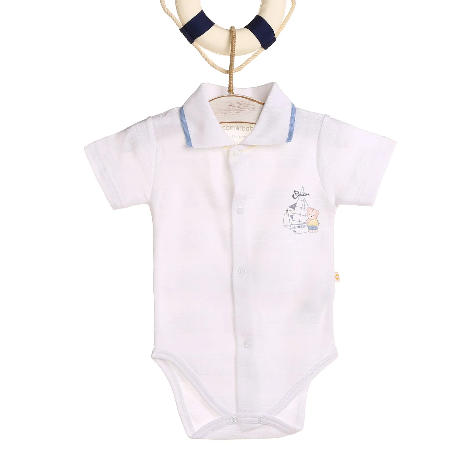ebebek Carmin Baby Boy Jacquard Short Sleeve Bodysuit
