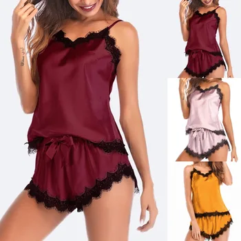 2020 Summer Women Bow Sleepwear Sling Sleeveless Strap Nightwear Lace Trim Satin Cami Top Pajama Sets Dropshipping Best Sale F3
2020 Summer Women Bow Sleepwear Sling Sleeveless Strap Nightwear Lace Trim Satin Cami Top Pajama Sets Dropshipping Best Sale F3