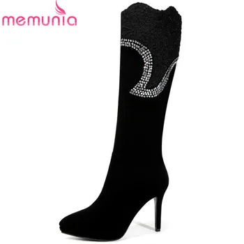 MEMUNIA 2020 newest flock knee high boots women round toe autumn winter boots sexy stiletto heels crystal elegant prom shoes
MEMUNIA 2020 newest flock knee high boots women round toe autumn winter boots sexy stiletto heels crystal elegant prom shoes
