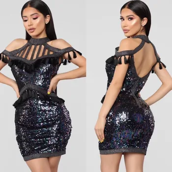 High Quality Black Off The Shoulder Bright Sexy Bodycon Dress Evening Party Dress
High Quality Black Off The Shoulder Bright Sexy Bodycon Dress Evening Party Dress
