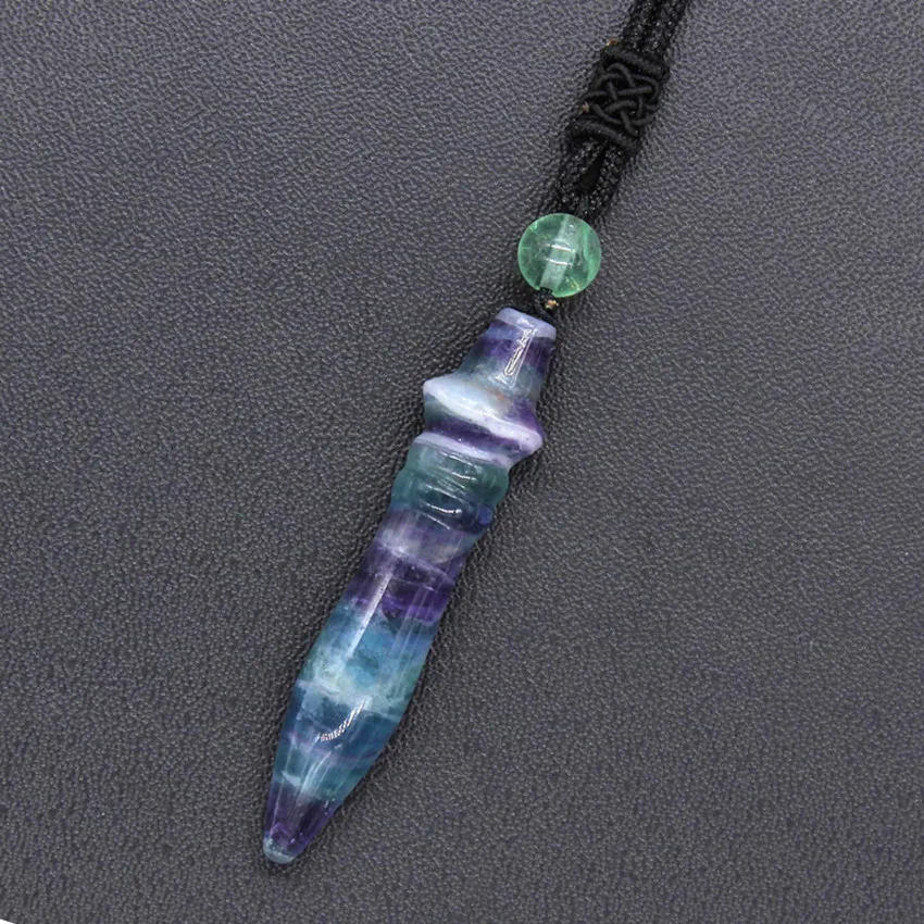 Kraft-beads Bullet Shape Fluorite Stone With Round Bead Pendant Black Rope Chain Necklace Meditation Jewelry
Kraft-beads Bullet Shape Fluorite Stone With Round Bead Pendant Black Rope Chain Necklace Meditation Jewelry