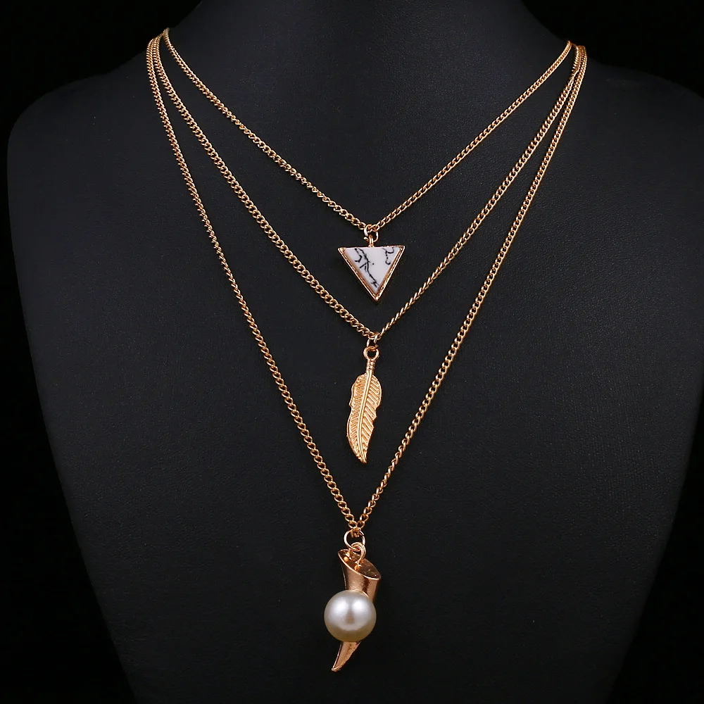 Модное многослойное на ключицы ожерелье с длинной подвеской для женщин
