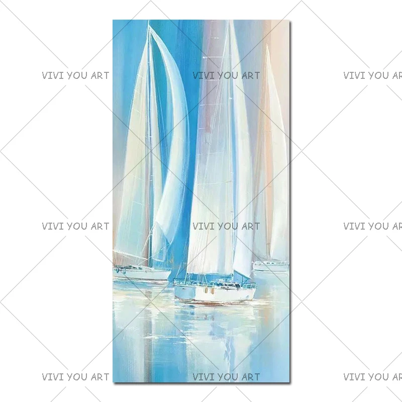 New Arrival Beautiful Painting Hand-painted High Quality Whit and Blue Sailboat Oil Painting for Room Decor Landscape Painting
New Arrival Beautiful Painting Hand-painted High Quality Whit and Blue Sailboat Oil Painting for Room Decor Landscape Painting