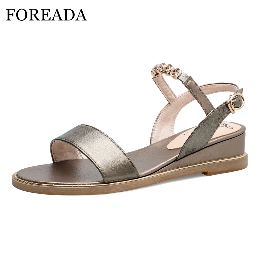 FOREADA Summer Sandals Women Shoes Crystal Natural Genuine Leather Wedge Heel Shoes Cow Leather Buckle Sandals Female Size 33-43
FOREADA Summer Sandals Women Shoes Crystal Natural Genuine Leather Wedge Heel Shoes Cow Leather Buckle Sandals Female Size 33-43