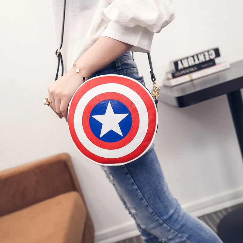 Free shipping Fashion Black Red Captain America Shield Pu Leather Round Handbags Women Shoulder Bags New Style Crossbody Bag
Free shipping Fashion Black Red Captain America Shield Pu Leather Round Handbags Women Shoulder Bags New Style Crossbody Bag