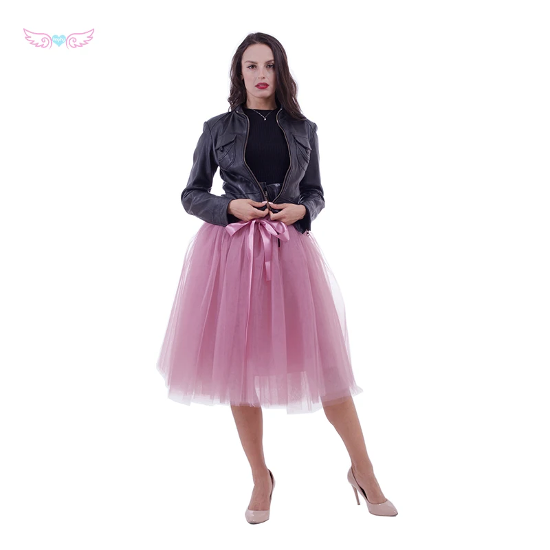 Пыльная розовая юбка для танцев 7 слоев 65 дюймов | Женская одежда