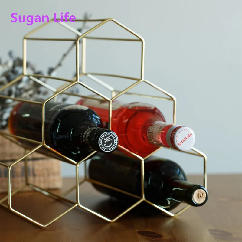 Nordic Rose Gold Geometric Honeycomb Design Iron Art Wine Rack With 6 Holes Storage Shelf Wine Holder For Vodka Whisky Bottles
Nordic Rose Gold Geometric Honeycomb Design Iron Art Wine Rack With 6 Holes Storage Shelf Wine Holder For Vodka Whisky Bottles