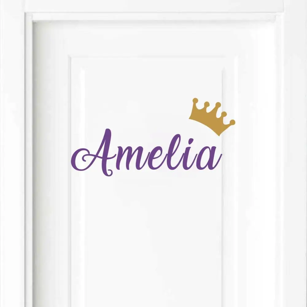 Персонализированная наклейка на дверь с именем принцессы стену декорация для