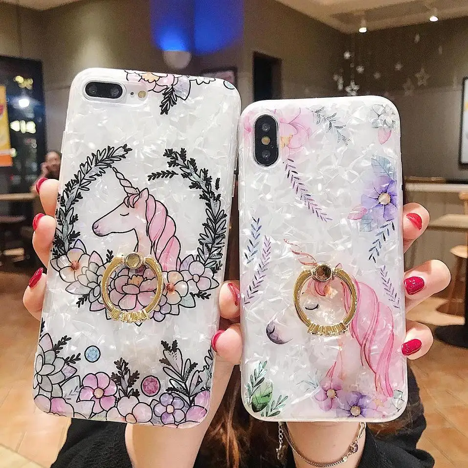 Conch Unicore Phone Case For iPhone X XS MAX XR 6 6S 7 8 Plus Back Cover With Diamond Finger Ring
Conch Unicore Phone Case For iPhone X XS MAX XR 6 6S 7 8 Plus Back Cover With Diamond Finger Ring