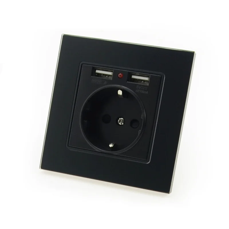 MiniTiger Black Luxury Glass Panel Wall Power Socket 16A EU Electrical Outlet With 2.1 A Dual USB Socket Charger Port for Mobile
MiniTiger Black Luxury Glass Panel Wall Power Socket 16A EU Electrical Outlet With 2.1 A Dual USB Socket Charger Port for Mobile