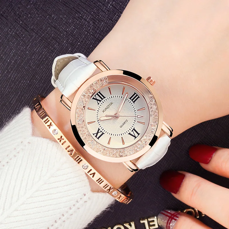 

Women's Watches Fashion Xiaoya Brand Roman Numerals Faux Leather Analog Quartz Wrist Watch Women Female Hours Clock7 Colors New