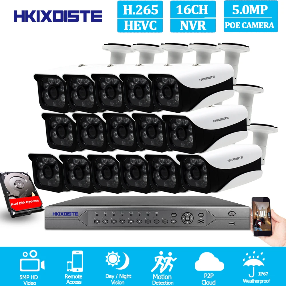 H.265 16CH 5MP 8CH 4K POE NVR CCTV Security System 16PCS IR Outdoor 2592x1944 IP Camera P2P Video Surveillance Kit 2TB/4TB
H.265 16CH 5MP 8CH 4K POE NVR CCTV Security System 16PCS IR Outdoor 2592x1944 IP Camera P2P Video Surveillance Kit 2TB/4TB