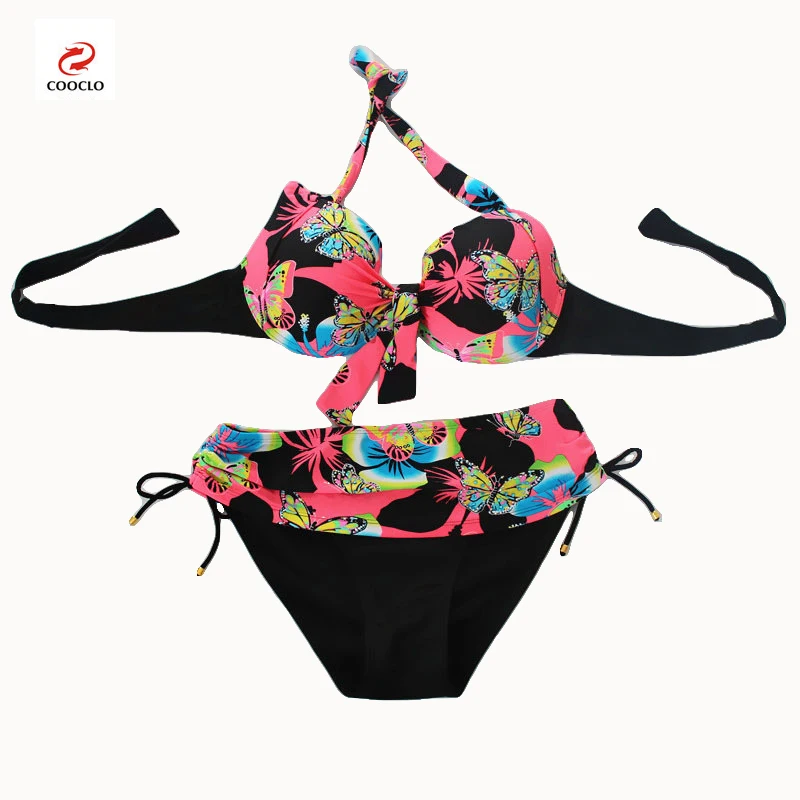 

Cooclo Brand Plus Size 7XL Women Bikinis Set Butterfly Printed Push Up Biquini Swimwear Underwire Bathing Beach Cooclo Swimsuits