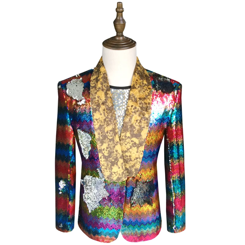 Men's Rainbow Double-Sided Sequins Suits Men's Singers Personality Trend Performance Costumes Stars Singing Party Hosts Suits
Men's Rainbow Double-Sided Sequins Suits Men's Singers Personality Trend Performance Costumes Stars Singing Party Hosts Suits