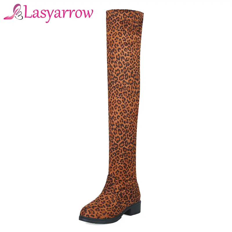 Lasyarrow 2018 Autumn Winter Fashion Low Square Heel Boots for Woman Over the Knee Stretch Boots Leopard Footwear Lady Shoes
Lasyarrow 2018 Autumn Winter Fashion Low Square Heel Boots for Woman Over the Knee Stretch Boots Leopard Footwear Lady Shoes